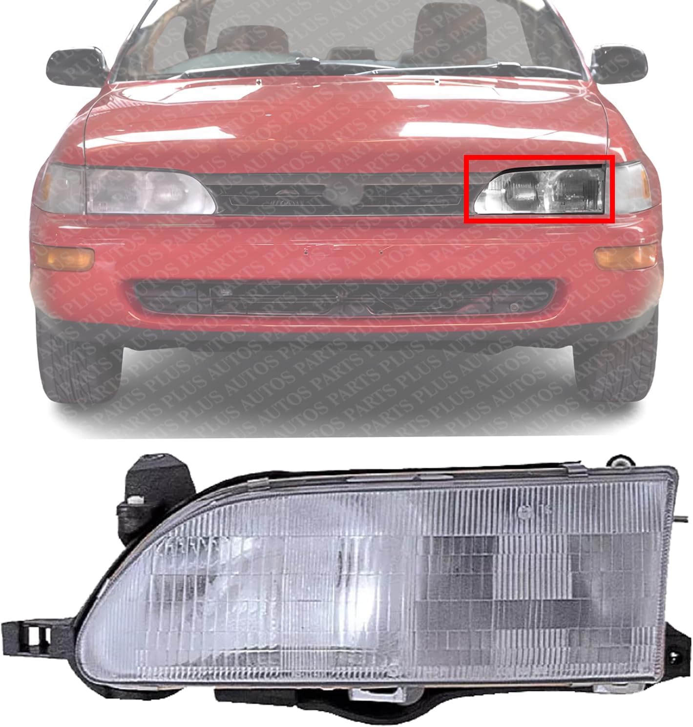 Front Head Light Assembly Left Driver Side Direct Replacement Compatible With 1993-1997 Toyota Corolla TO2502107 811501A491