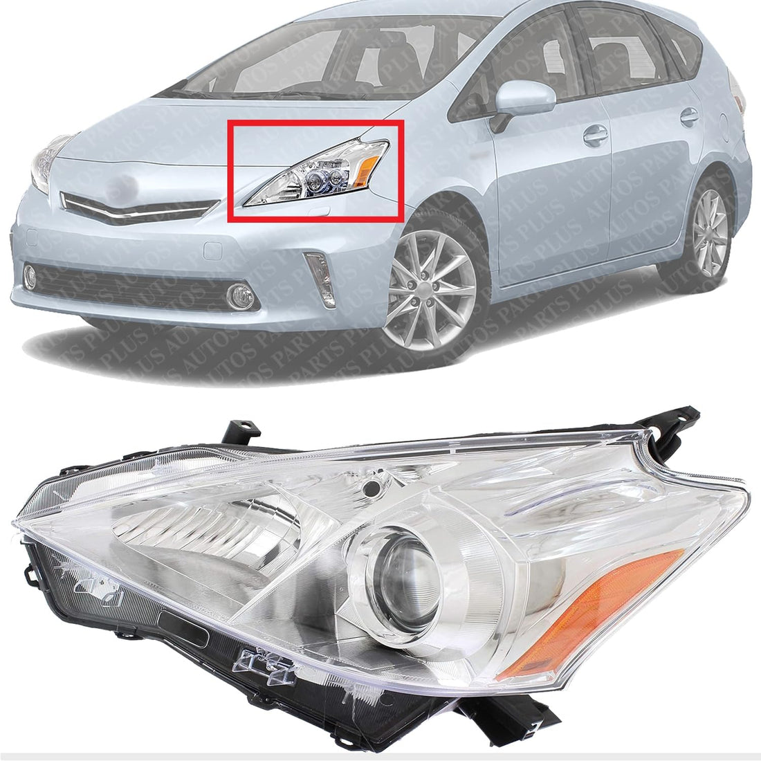 Front Head Light Assembly Left Driver Side Direct Replacement Compatible With 2012-2014 Toyota Prius TO2518137 8117047300