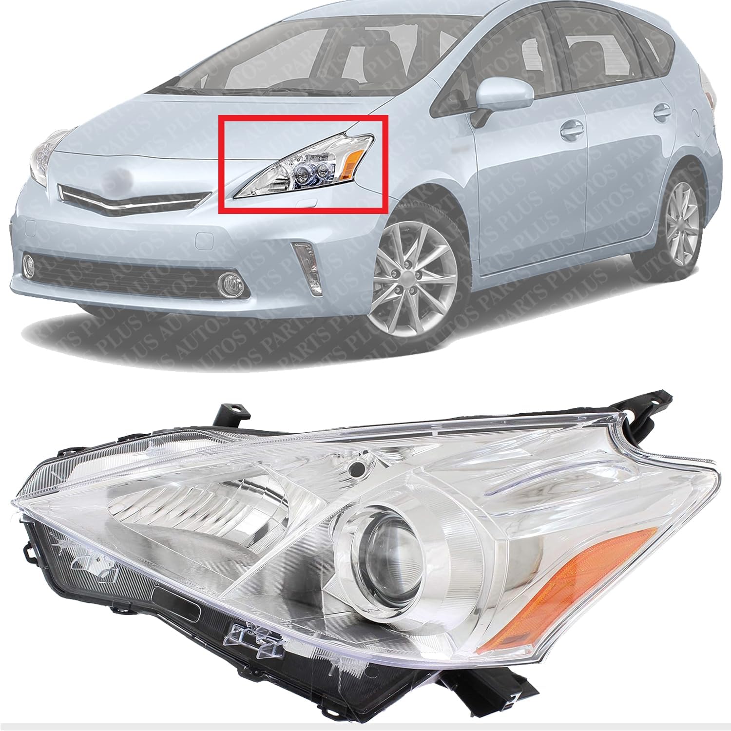 Front Head Light Assembly Left Driver Side Direct Replacement Compatible With 2012-2014 Toyota Prius TO2518137 8117047300