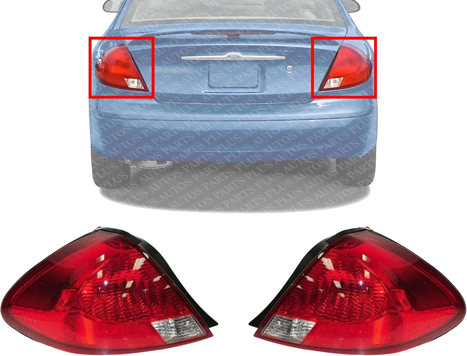 Set Of 2 Tail Light Lens And Housing Left Driver & Right Passenger Side Direct Replacement Compatible With 2000-2003 Ford Taurus FO2801154 FO2800154 3F1Z13404DA 3F1Z13405DA