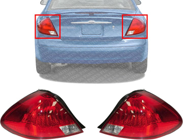 Set Of 2 Tail Light Lens And Housing Left Driver & Right Passenger Side Direct Replacement Compatible With 2000-2003 Ford Taurus FO2801154 FO2800154 3F1Z13404DA 3F1Z13405DA