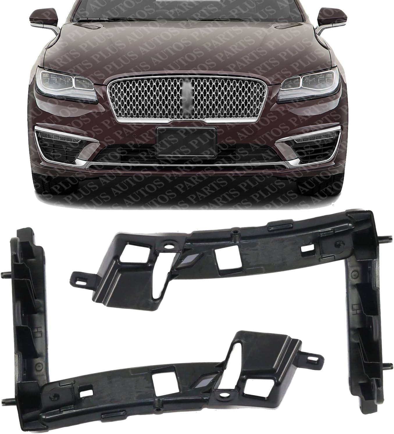 Set Of 2 Front Bumper Bracket Cover Reinforcement Right Passenger & Left Driver Side Direct Replacement Compatible With 2017-2020 Lincoln MKZ FO1043150 FO1042150 HP5Z17C947C
