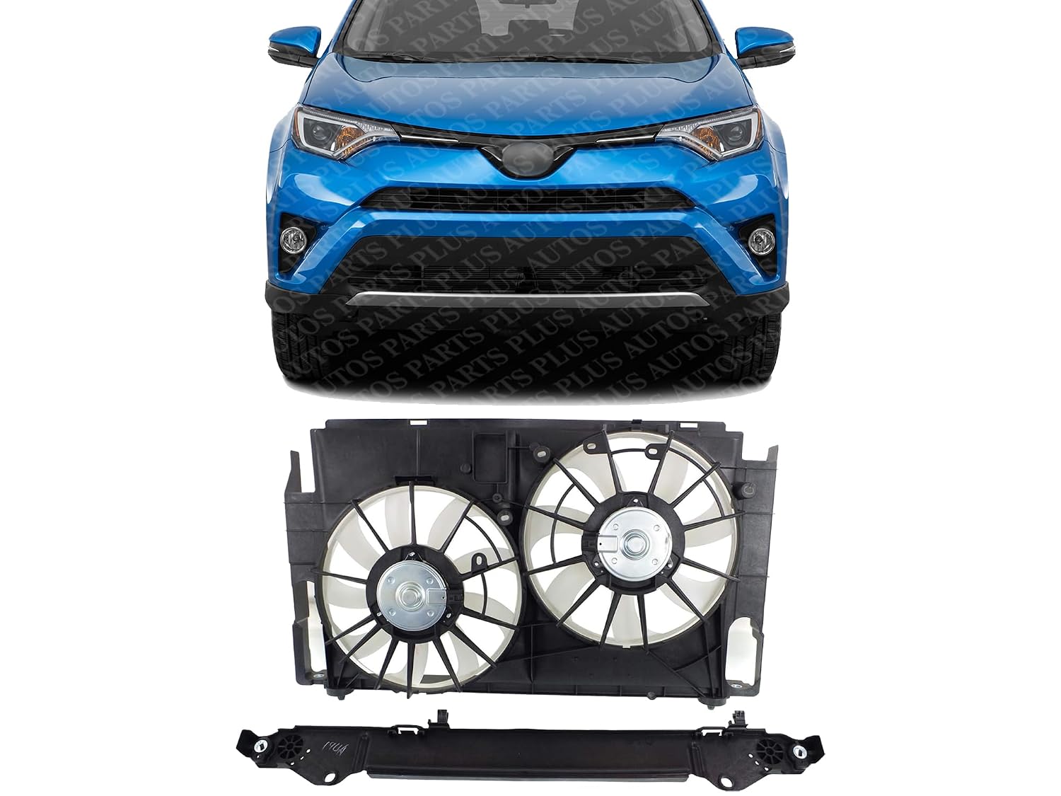 Front Radiator Dual Fan Assembly Direct Replacement Compatible with 2013-2018 Toyota RAV4 TO3115177 167110V210-PFM 167120V020 163610V340 163610V330