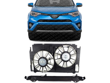 Front Radiator Dual Fan Assembly Direct Replacement Compatible with 2013-2018 Toyota RAV4 TO3115177 167110V210-PFM 167120V020 163610V340 163610V330