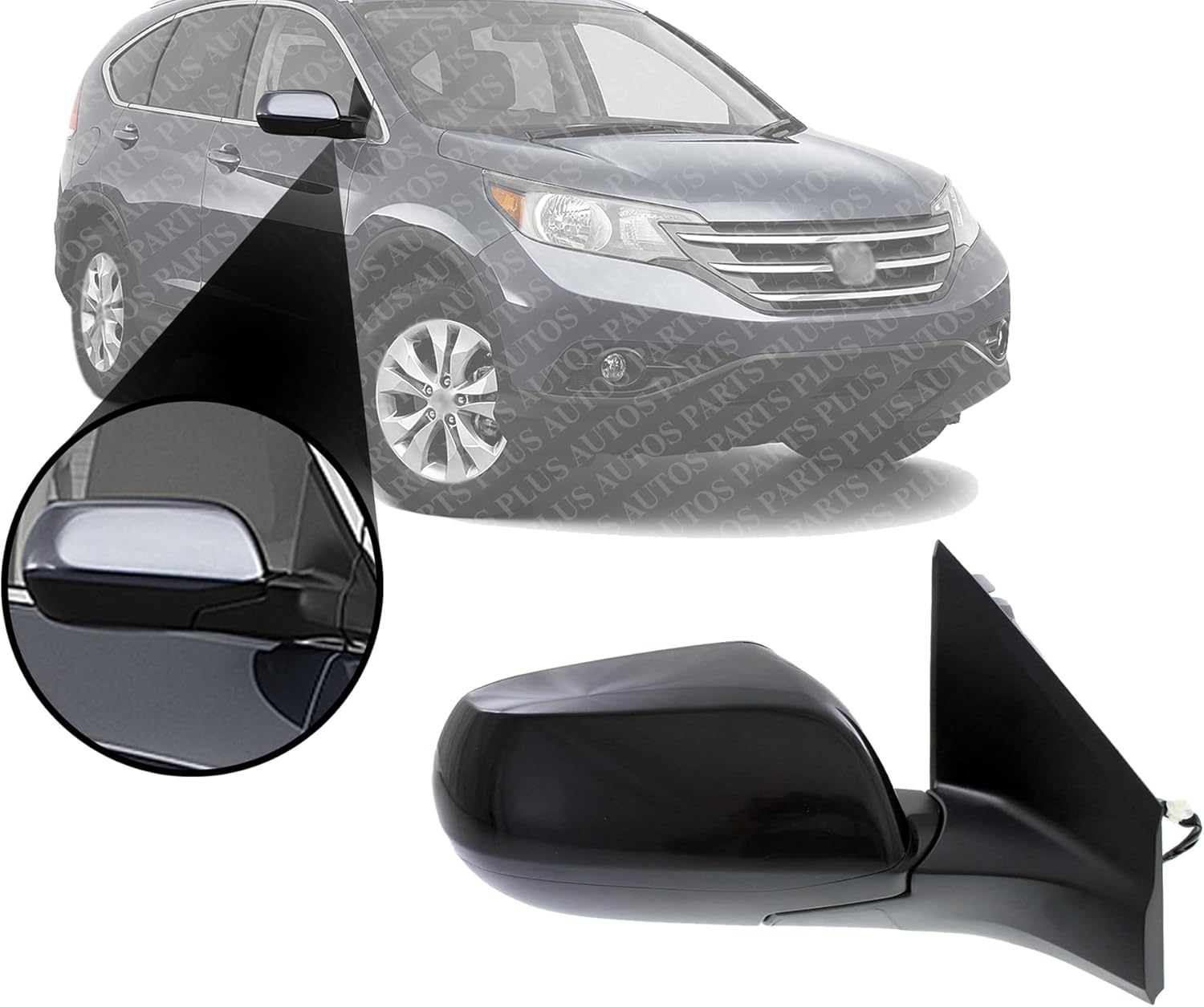 Front Power Mirror Manual Folding Non-Heated Primed Right Passenger Side Direct Replacement Compatible With 2012-2014 Honda CR-V HO1321268 76208T0AA11-PFM