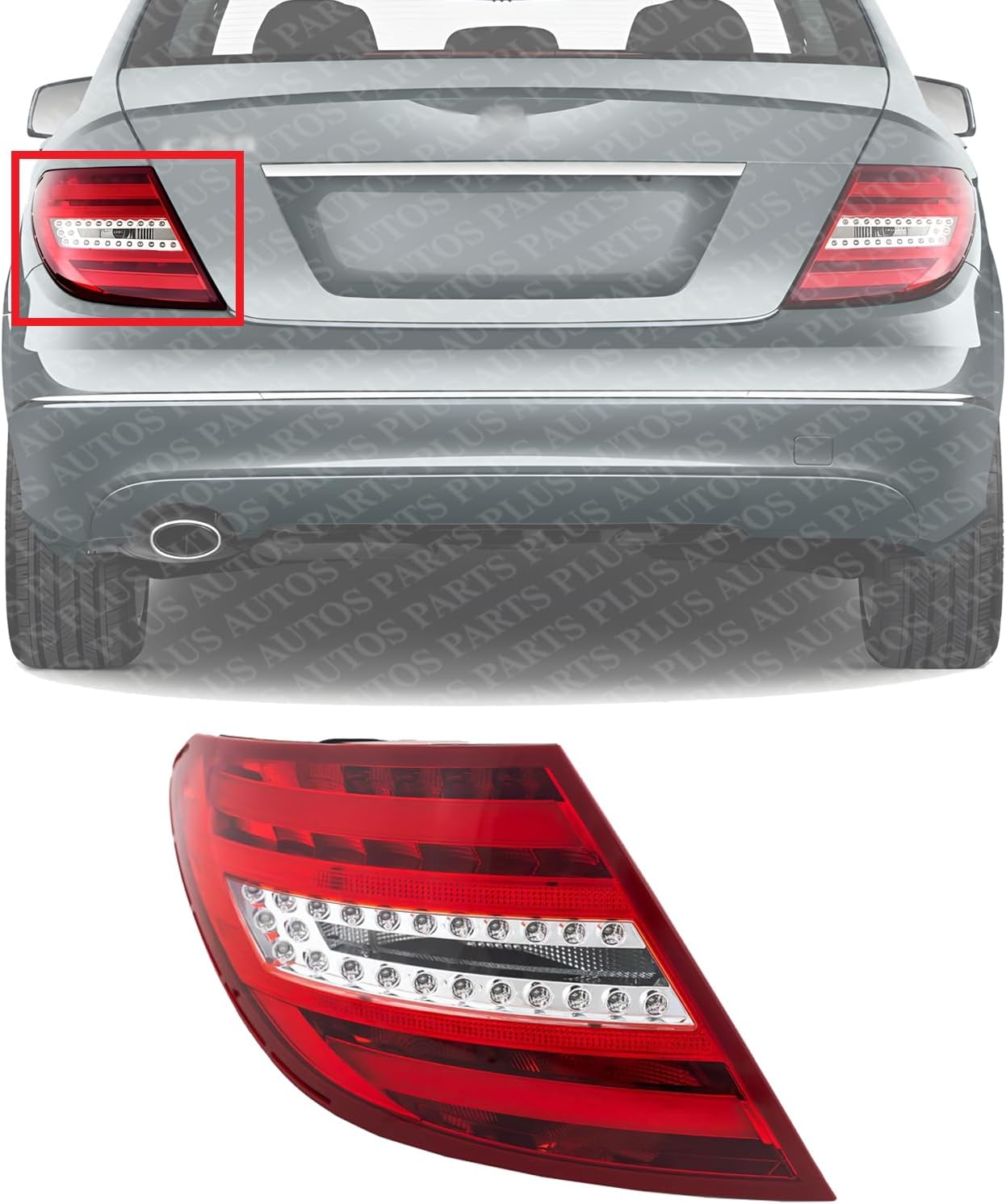 Tail Light Assembly Left Driver Side Direct Replacement Compatible With 2012-2015 Mercedes Benz C-Class MB2800135 2049060603