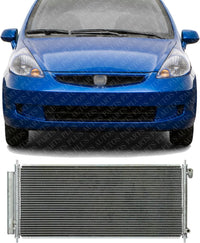 Front A/C Condenser Aluminum Core Direct Replacement Compatible With 2007-2008 Honda Fit HO3030149 80110SAA013