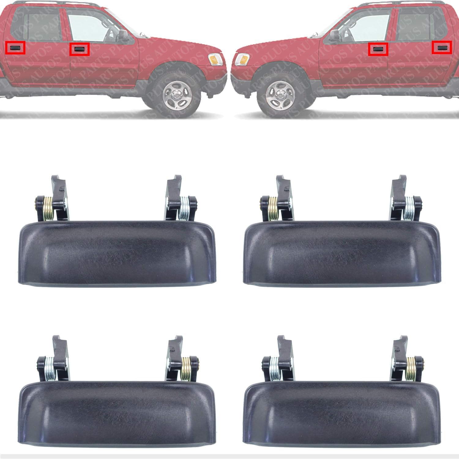 Set of 4 Front & Rear Exterior Door Handle Painted Right Passenger & Left Driver Side Direct Replacement Compatible with 1998-2003 Ford Explorer / 2001-2005 Sport Trac FO1310117