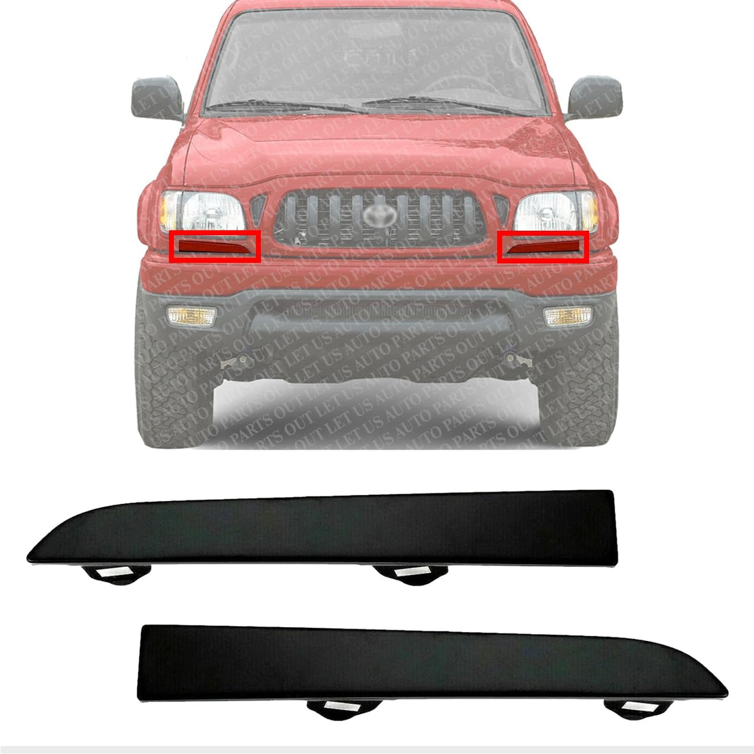 Set Of 2 Front Head Light Filler Primed Left Driver & Right Passenger Side Direct Replacement Compatible With 2001-2004 Toyota Tacoma TO1088108 TO1089108 5251335060 5251235050
