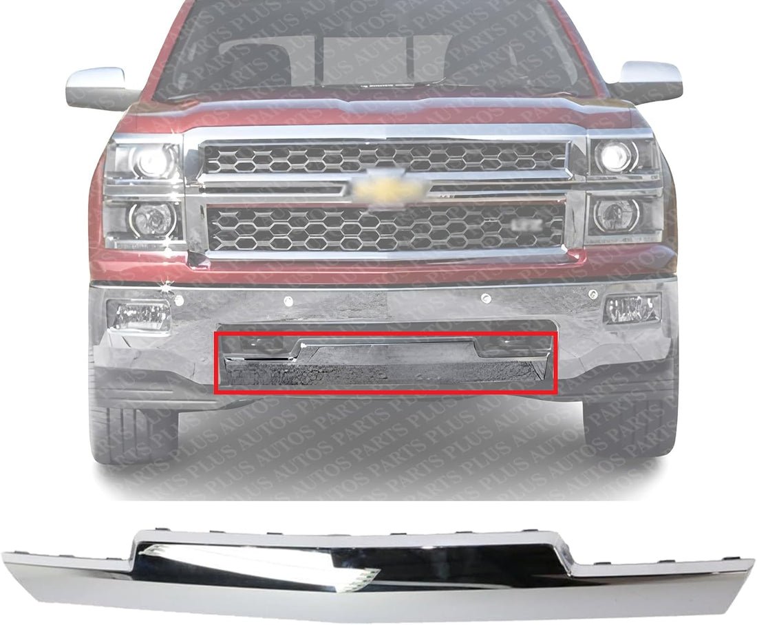 Front Bumper Impact Bar Skid Plate Chrome Direct Replacement Compatible With 2014-2015 Chevrolet Silverado 1500 GM1087249 22944882
