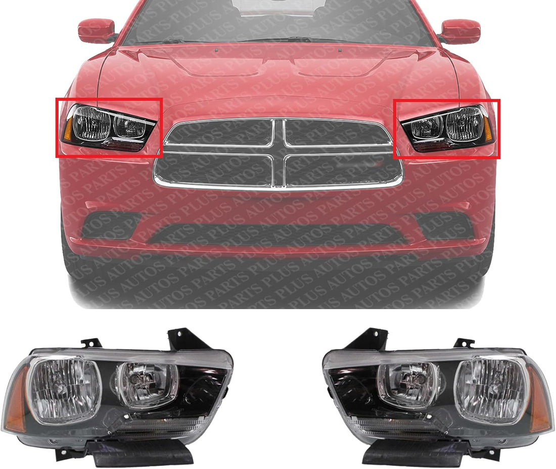 Set Of 2 Front Headlight Assembly Right Passenger & Left Driver Side Direct Replacement Compatible With 2011-2014 Dodge Charger CH2503232 CH2502232 57010410AF 57010410AE 57010411AF