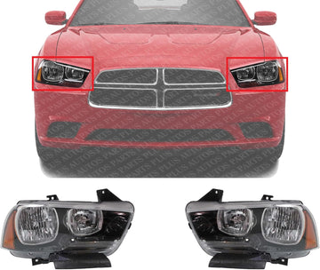 Set Of 2 Front Headlight Assembly Right Passenger & Left Driver Side Direct Replacement Compatible With 2011-2014 Dodge Charger CH2503232 CH2502232 57010410AF 57010410AE 57010411AF