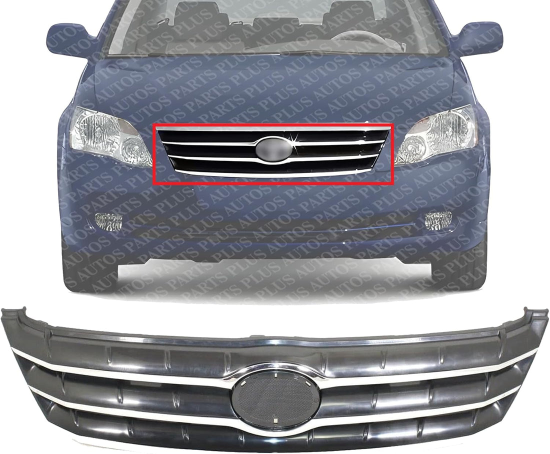Front Grille Assembly Textured Shell And Insert With Chrome Molding Plastic Direct Replacement Compatible With 2005-2007 Toyota Avalon TO1200287 53101AC030C0