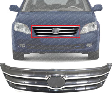 Front Grille Assembly Textured Shell And Insert With Chrome Molding Plastic Direct Replacement Compatible With 2005-2007 Toyota Avalon TO1200287 53101AC030C0