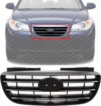 Front Grille Primed Shell With Chrome Insert Molding Plastic Direct Replacement Compatible With 2007-2010 Hyundai Elantra HY1200145 863502H000