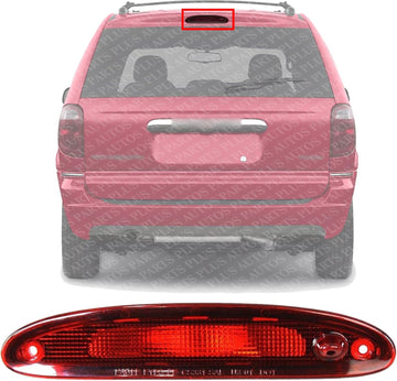 Rear Third Brake Light High Mount Stop Lamp Red Lens Direct Replacement Compatible With 2001-2007 Chrysler Town & Country CH2890102 4857214AA 5113278AA