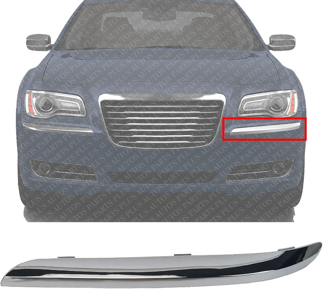 Front Bumper Molding Chrome Left Driver Side Direct Replacement Compatible With 2011-2014 Chrysler 300 CH1046103 68127941AB