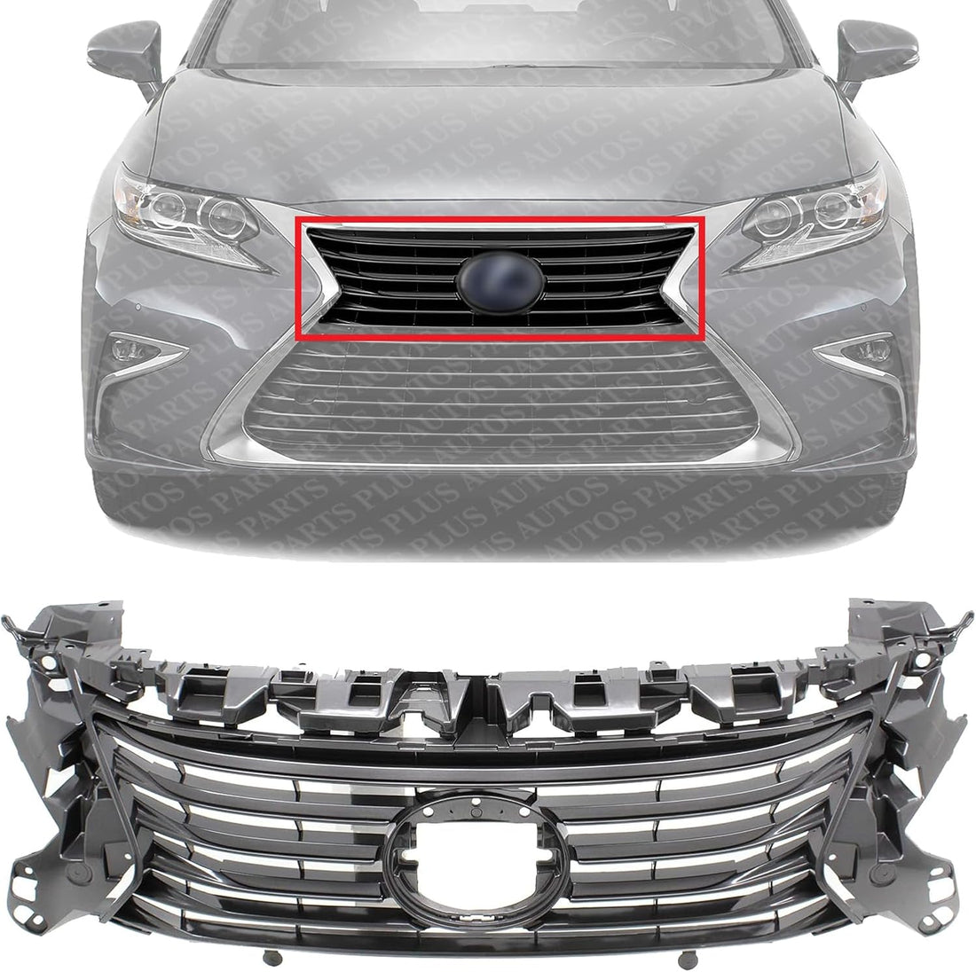 Front Grille Dark Gray Shell And Insert Plastic Direct Replacement Compatible With 2016-2018 Lexus ES300h / ES350 LX1200179 5311106850