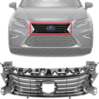 Front Grille Dark Gray Shell And Insert Plastic Direct Replacement Compatible With 2016-2018 Lexus ES300h / ES350 LX1200179 5311106850