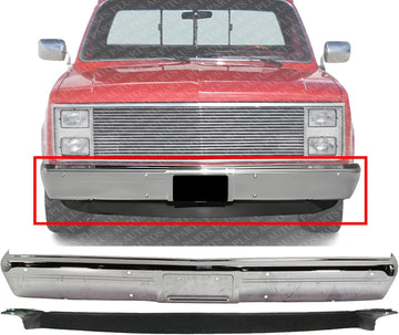Front Bumper Face Bar Chrome Steel + Lower Valance Air Deflector Primed Plastic Direct Replacement Compatible With 1989-1991 Chevrolet/GMC C/K Full Size Pickup GM1002142 GM1092122