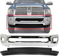 Front Bumper Chrome Steel + Lower Valance Air Deflector Textured Direct Replacement Compatible With 2010-2012 Dodge Ram 2500/2010-2013 3500...