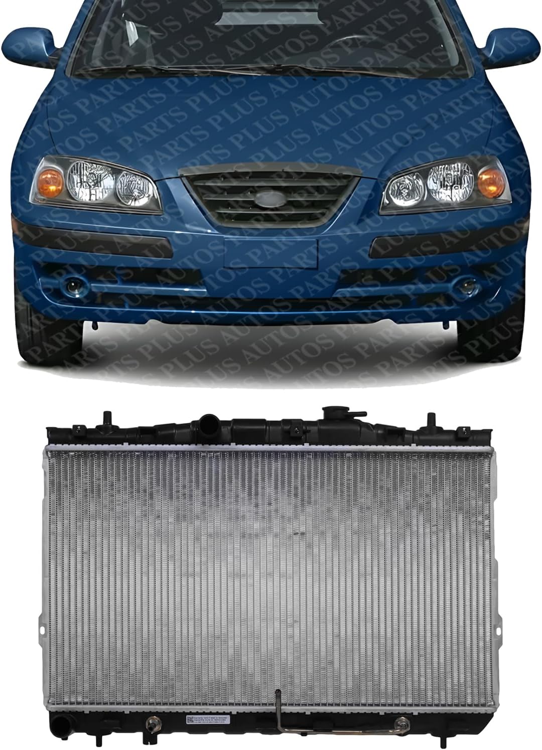 Front Radiator Aluminum Core Direct Replacement Compatible With 2001-2006 Hyundai Elantra HY3010111 253102D110