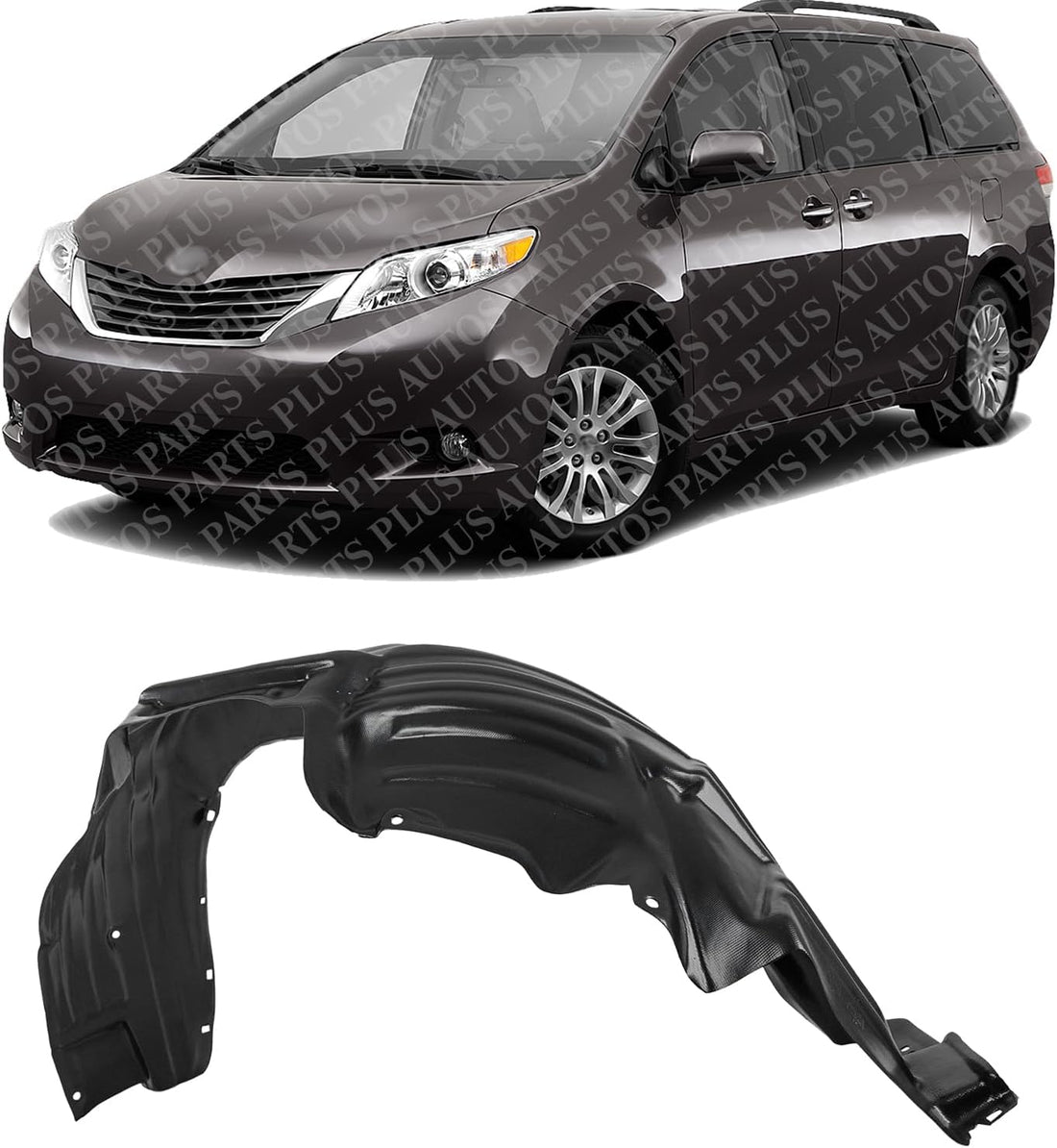 Front Fender Liner Left Driver Side Direct Replacement Compatible With 2011-2014 Toyota Sienna TO1248163 5380608010