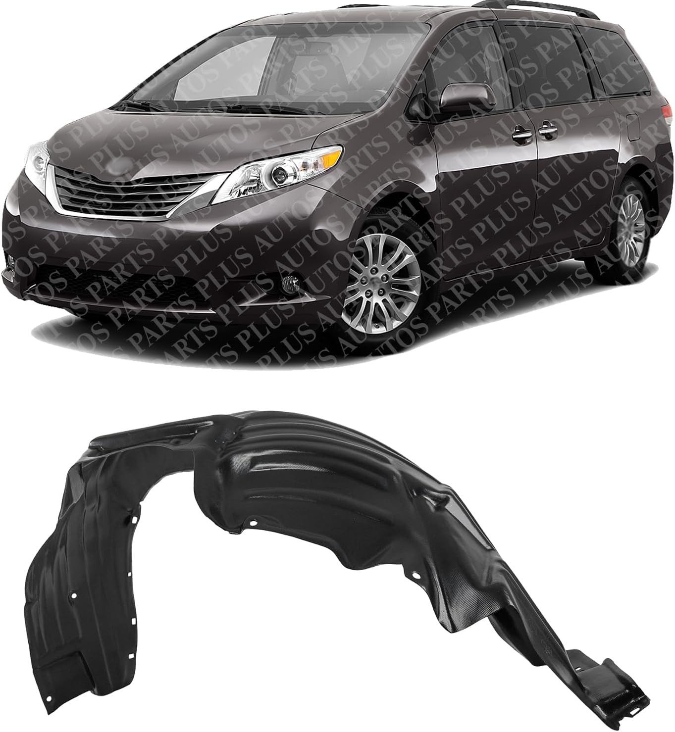 Front Fender Liner Left Driver Side Direct Replacement Compatible With 2011-2014 Toyota Sienna TO1248163 5380608010