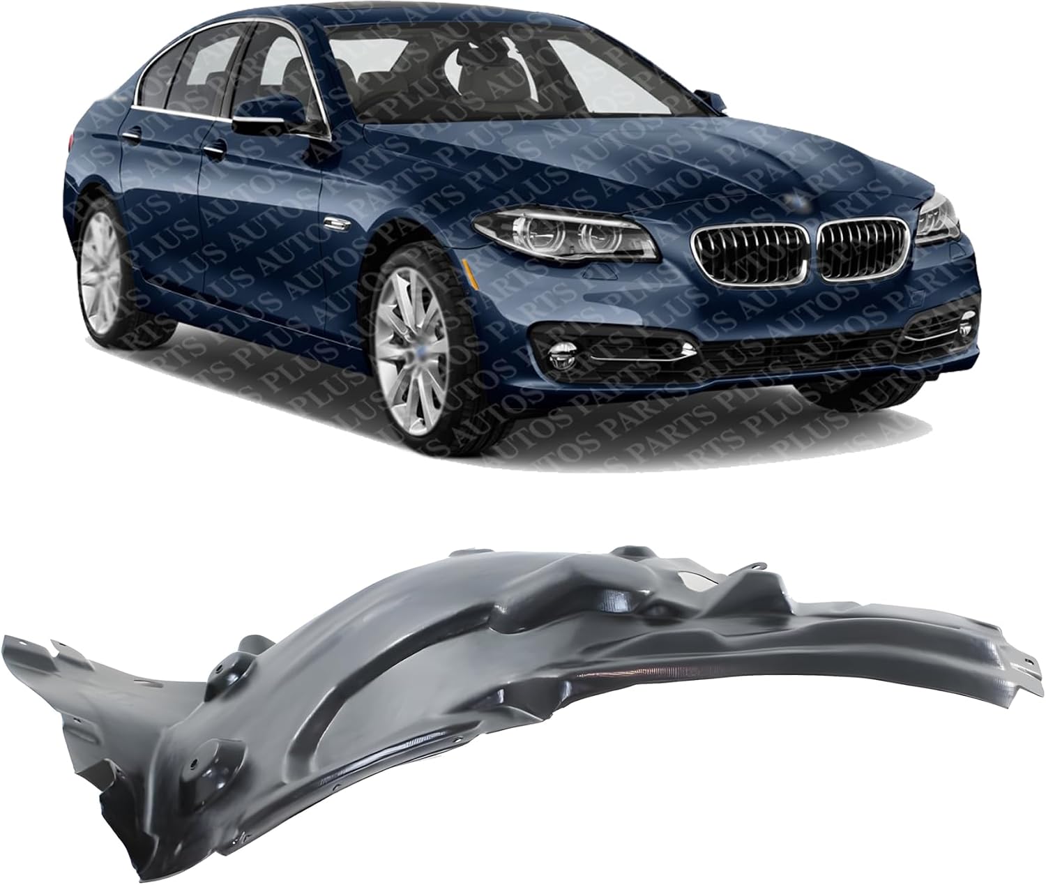 Front Fender Liner Rear Section Plastic Right Passenger Side Direct Replacement Compatible With 2011-2016 BMW 5-Series BM1249124 51717186724