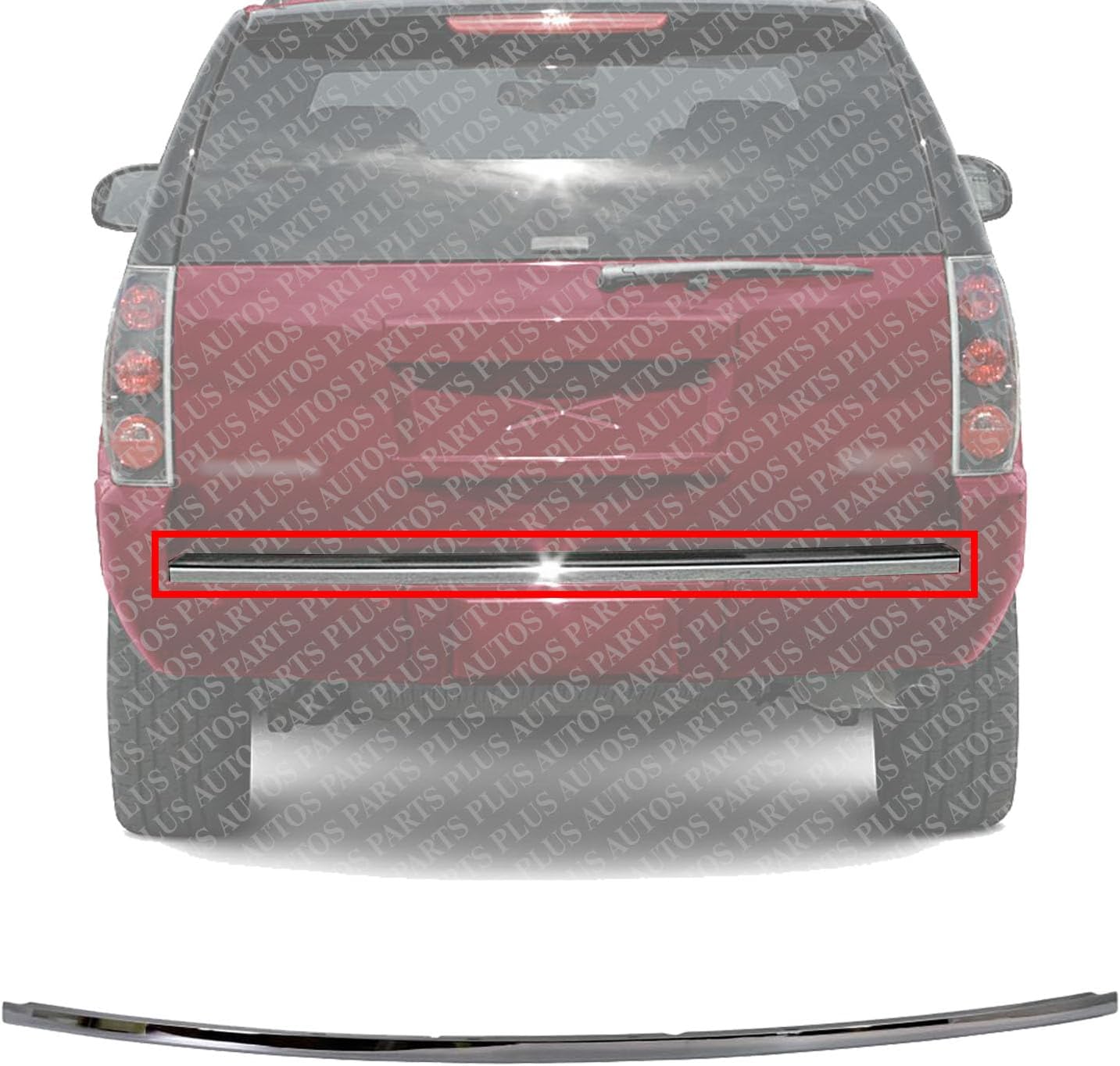 Rear Bumper Molding Chrome Direct Replacement Compatible With 2007-2014 Cadillac Escalade GM1144105 15853598