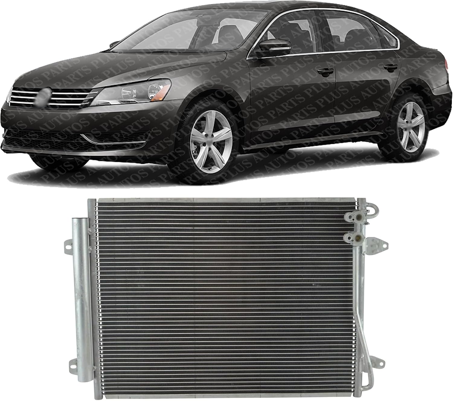 Front A/C Condenser Aluminum Core Direct Replacement Compatible With 2006-2015 Volkswagen Passat / 2009-2017 Passat CC VW3030128 VW3030134 3C0820411D 561820411