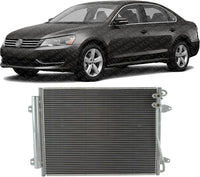 Front A/C Condenser Aluminum Core Direct Replacement Compatible With 2006-2015 Volkswagen Passat / 2009-2017 Passat CC VW3030128 VW3030134 3C0820411D 561820411