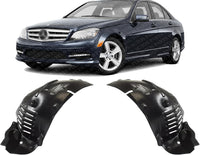 Set Of 2 Front Section Fender Liner Plastic Left Driver & Right Passenger Side Direct Replacement Compatible With 2010-2013 Mercedes Benz E-Class MB1249166 MB1248166