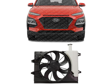 Front Radiator Cooling Fan Assembly Plastic Direct Replacement Compatible with 2018-2021 Hyundai Kona HY3115162 25380J9200