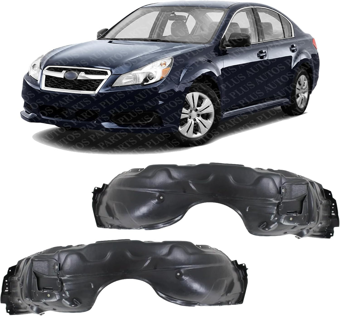 Set Of 2 Front Fender Liner Plastic Left Driver & Right Passenger Side Direct Replacement Compatible With 2010-2014 Subaru Legacy SU1249141 SU1248141 59120AJ00A-PFM 59120AJ01A-PFM