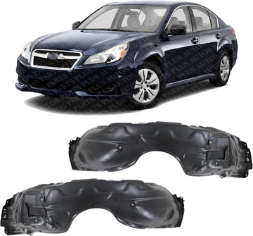 Set Of 2 Front Fender Liner Plastic Left Driver & Right Passenger Side Direct Replacement Compatible With 2010-2014 Subaru Legacy SU1249141 SU1248141 59120AJ00A-PFM 59120AJ01A-PFM