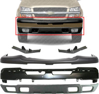 Front Bumper Primed + Upper Cover + Lower Valance Textured + Filler Left Driver & Right Passenger Side Direct Replacement Compatible With 2003-2006 Chevrolet Silverado 1500 GM1051110