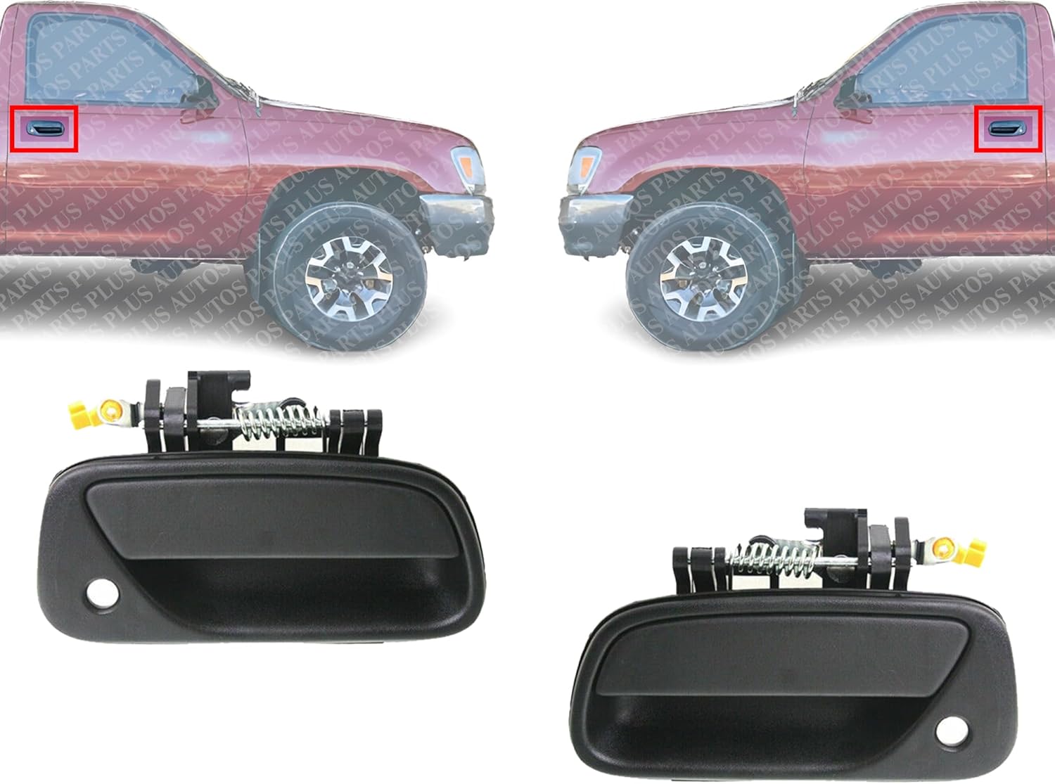 Set of 2 Front Exterior Door Handle Textured Left Driver & Right Passenger Side Direct Replacement Compatible with 1993-1998 Toyota T100 TO1311115 TO1310115 6921034010 6922034010