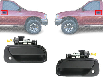 Set of 2 Front Exterior Door Handle Textured Left Driver & Right Passenger Side Direct Replacement Compatible with 1993-1998 Toyota T100 TO1311115 TO1310115 6921034010 6922034010