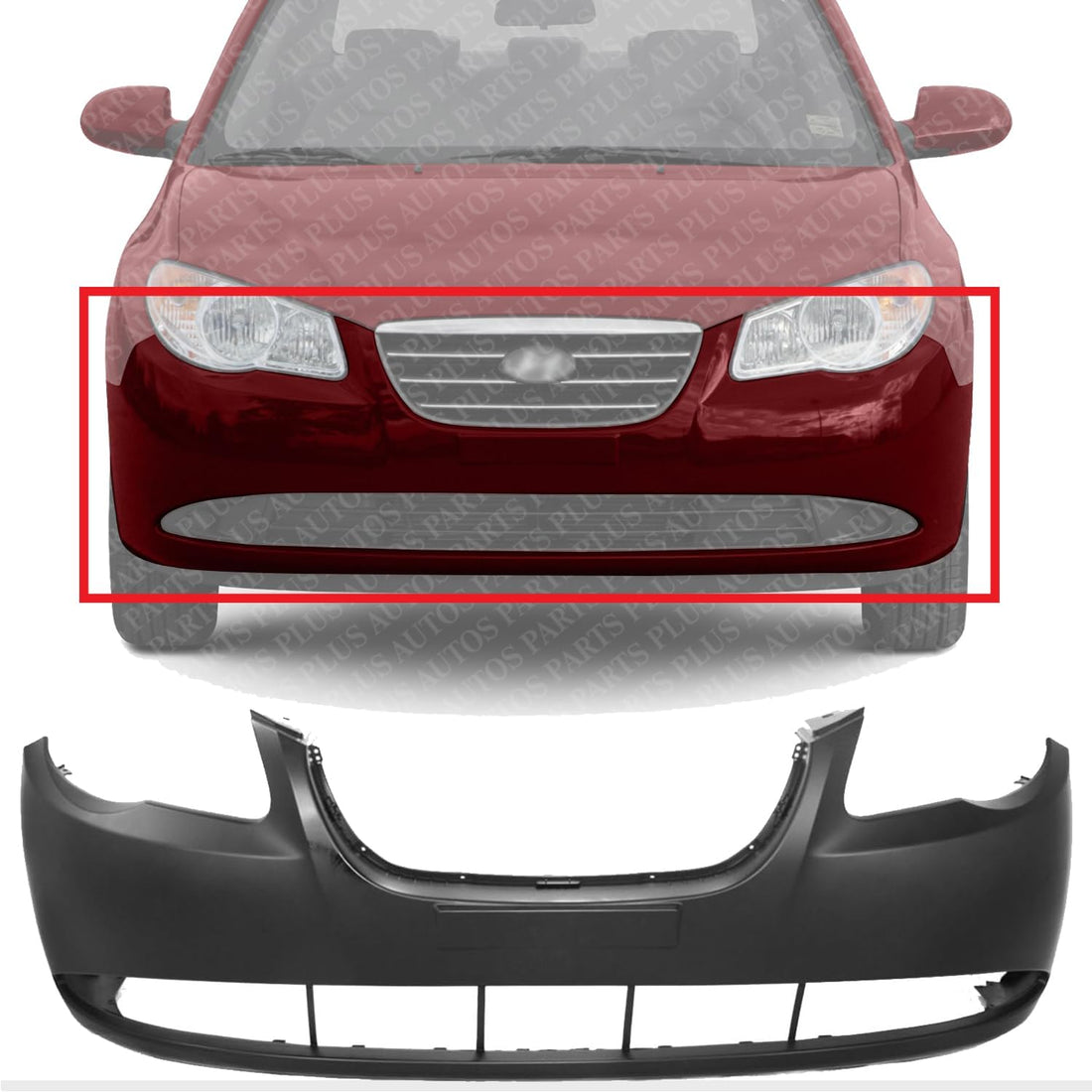 AUTOS PARTS PLUS Front Bumper Cover Primed Direct Replacement Compatible With 2007-2010 Hyundai Elantra HY1000167 865112H000