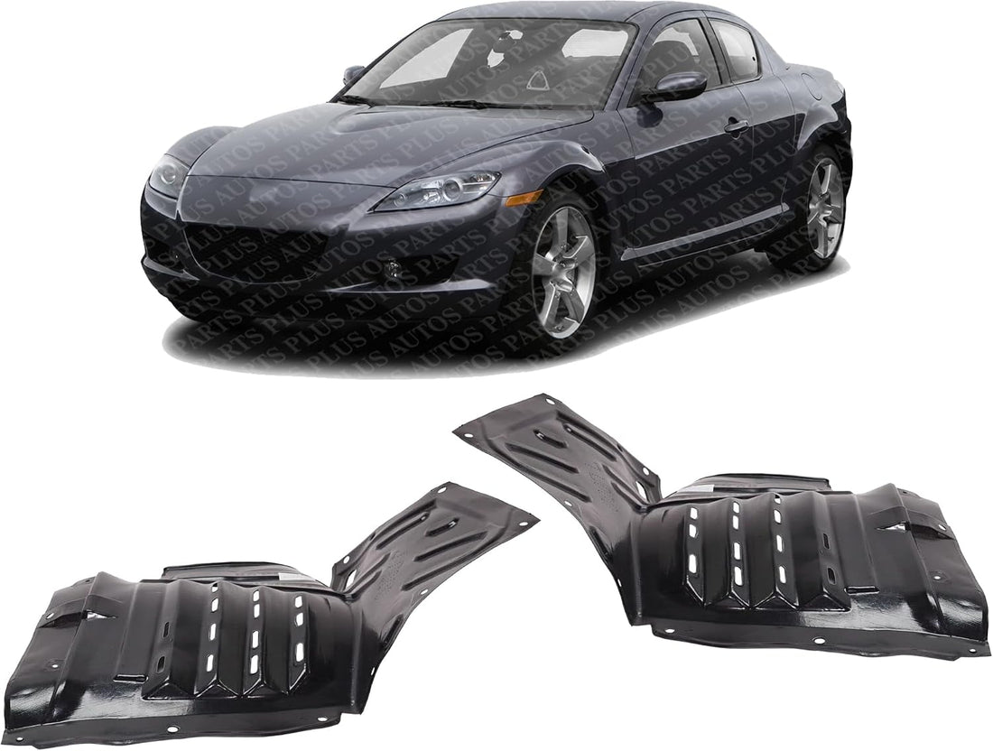Set Of 2 Front Fender Liner Plastic Left Driver & Right Passenger Side Direct Replacement Compatible With 2004-2007 Mazda RX-8 MA1249127 MA1248127 F1515613YB F1515614YB