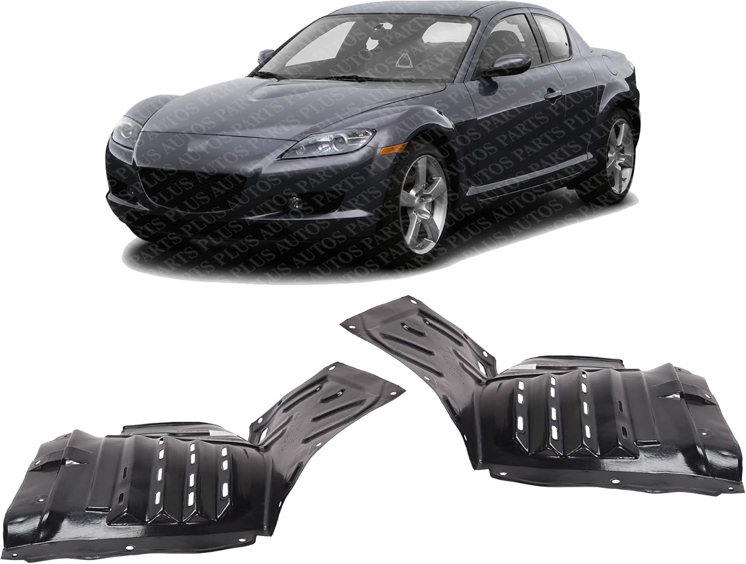 Set Of 2 Front Fender Liner Plastic Left Driver & Right Passenger Side Direct Replacement Compatible With 2004-2007 Mazda RX-8 MA1249127 MA1248127 F1515613YB F1515614YB