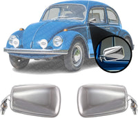 AUTOS PARTS PLUS Set Of 2 Front Mirror Manual Adjust Non-Folding Non-Heated Chrome Left Driver & Right Passenger Side Direct Replacement Compatible With 1968-1977 Volkswagen Beetle VW1320101 VW1321101