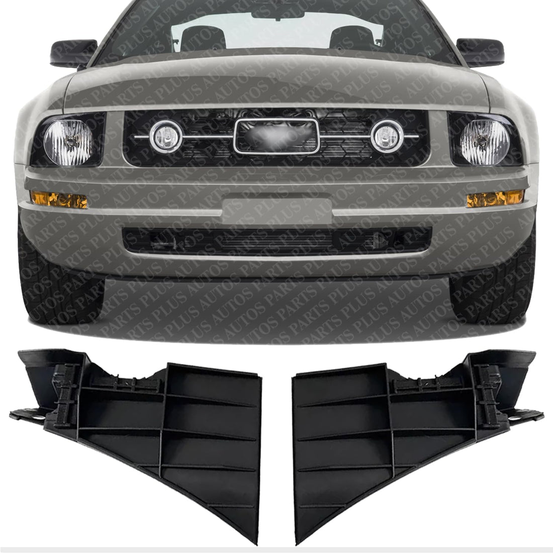 Set Of 2 Front Bumper Reinforcement Bracket Support Cover Steel Left Driver & Right Passenger Side Direct Replacement Compatible With 2005-2009 Ford Mustang FO1026110 FO1027110