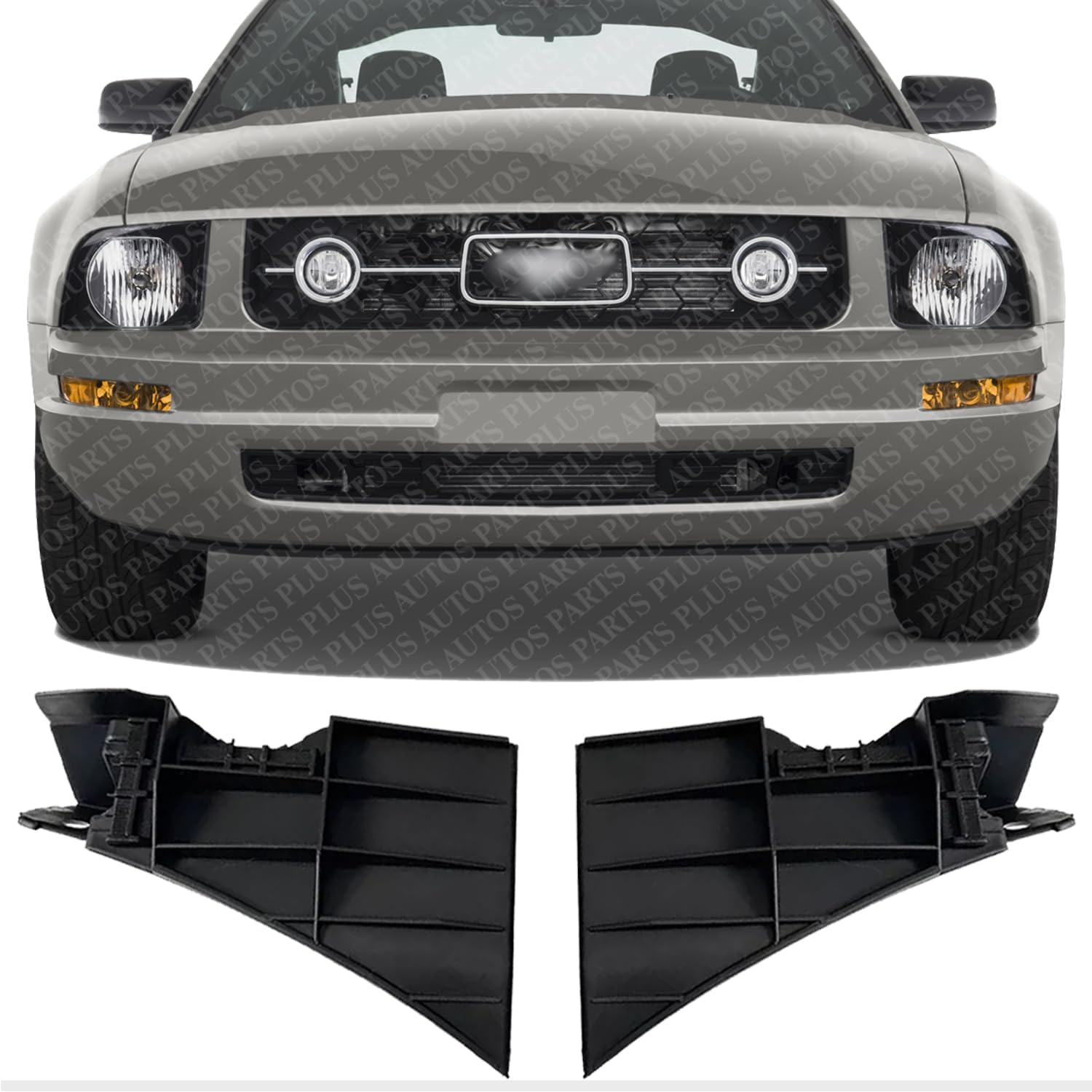 Set Of 2 Front Bumper Reinforcement Bracket Support Cover Steel Left Driver & Right Passenger Side Direct Replacement Compatible With 2005-2009 Ford Mustang FO1026110 FO1027110