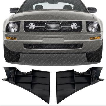 Set Of 2 Front Bumper Reinforcement Bracket Support Cover Steel Left Driver & Right Passenger Side Direct Replacement Compatible With 2005-2009 Ford Mustang FO1026110 FO1027110