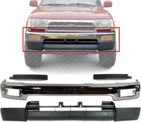 AUTOS PARTS PLUS Front Bumper Face Bar Chrome + Lower Valance Panel Primed + Grille Extension Fillers Steel Right & Left Side Direct Replacement Compatible With 1996-1998 Toyota 4Runner TO1002162