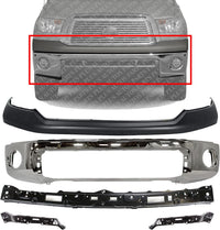 AUTOS PARTS PLUS Front Bumper Chrome Steel + Upper Cover Primed + Retainer Brackets Center + Right Passenger & Left Driver Side Direct Replacement Compatible With 2007-2013 Toyota Tundra TO1010102