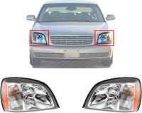 Set Of 2 Front Headlight Assembly Right Passenger & Left Driver Side Direct Replacement Compatible With 2004-2005 Cadillac DeVille GM2502240 GM2503240 19245433 19245434