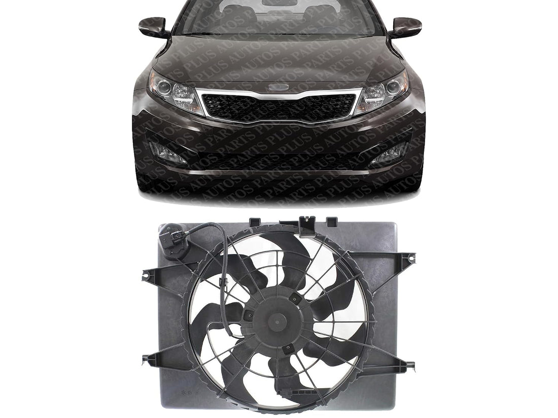Front Radiator Cooling Fan Assembly Plastic Direct Replacement Compatible with 2011-2012 Hyundai Sonata / 2011-2013 Kia Optima KI3115136 HY3115129 253803R170 253803Q170